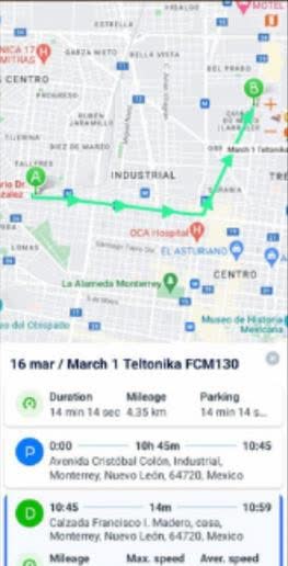 App Track Master: detalle de recorrido